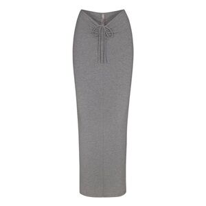 SKIMS SOFT LOUNGE RUCHED LONG SKIRT AND TOP SET | HEATHER GREY